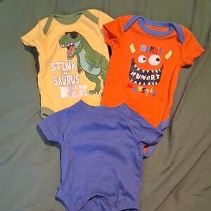 Colorful Dinosaur and Monster Baby Bodysuit Set